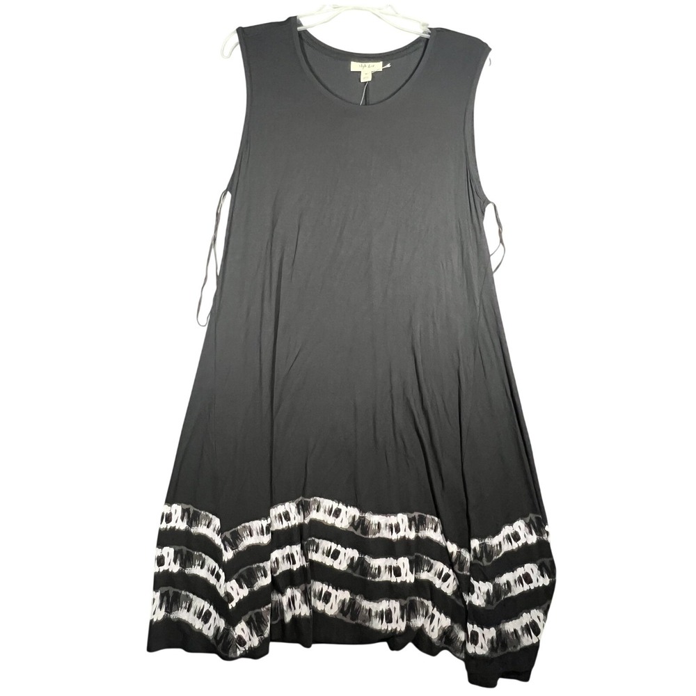 Style & Co Plus Size 0X Black Tie-Dye Stripe Sleeveless A-Line Dress NWT